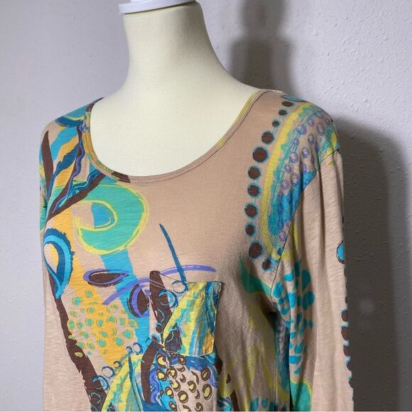 Fresh Produce Rio Long Sleeve Colorful Asymmetrical Tunic Top Women's Size M - Picture 5 of 14
